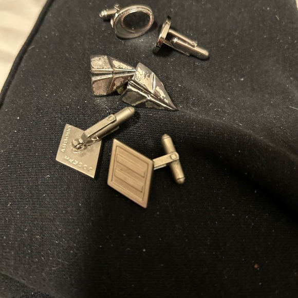 Lot 3 pair cuff links Joseph Abboud, paper planes, engraveable ovals cuff Links - Picture 2 of 2